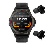 (Blue) 2-in-1 Smart TWS Earphones & Watch - 1.5" AMOLED, Bluetooth Calls, AI Assistant, Heart Rate, Sleep Monitor, IP67 Waterproof