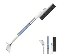 Blue 2-in-1 Snow Brush & Ice Scraper & Snow Shovel for Car Truck SUV Bus Windscreen Windshield, Ergonomic Foam Grip, Adjustable Extendable Detachable Handle, Scratch-Free Efficient Winter Snow Removal