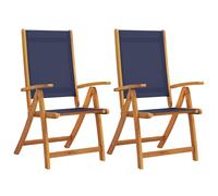 (blue, 2 pcs) vidaXL Folding Garden Chairs Dining Chair Solid Wood Acacia and Textilene
