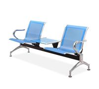 Blue 2-Seat Airport Reception Chairs with Armrests & Coffee Table Metal Waiting Room Bench Seating for Office Hospital Bank Market -& Stylish