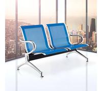 Blue 2-Seat Waiting Room Chairs Comfortable Airport Reception Bench Office Lobby Seating with Backrests & Armrests Ideal Clinic & Bank Furniture
