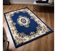 (BLUE, 200 x 285 cm) Traditional Pure Wool Rugs Hall Runner Round Circle Half Moon Mat Small Extra Large Carpet Eco Friendly Handmade