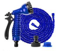 (Blue) 200FT Expanding Flexible Garden Hose Pipe Fiiting for 1/2" & 3/4" Faucet, 3X Expanding + 7 Setting Spray Gun for Car Washing, Pet Showering, Watering