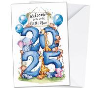 Blue 2025 Welcome to the World Little Man, Baby Boy, Baby Congratulations Card, Welcome Baby, New Mummy Daddy Congratulations, A5 Size