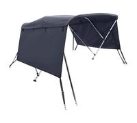 vidaXL 4-Bow Bimini Boat Top Canopy with Sidewalls - Blue 600D Polyester, UV-Proof/Water-Resistant, Aluminium Frame, 243x244x137cm