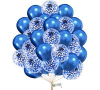 Blue 25th Birthday Balloons 12 Inch Age Printed Confetti Pearl Balloons Happy Birthday Balloons Birthday Decoration Pack of 16