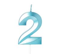 Blue 2nd Birthday Candle - Number 2 Candle for Birthday Cake Toppers
