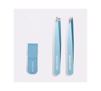 (Blue 2pcs) 2/4pcs Stainless Steel Colorful Eyebrow Tweezer Hair Beauty Fine Hairs Puller Slanted Eye Brow Clips Removal Makeup Tools