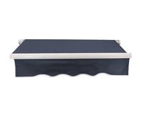 (Blue, 2x1.5M) Greenbay DIY Patio Retractable Manual Awning Garden Sun Shade Canopy Gazebo with Fittings and Crank Handle