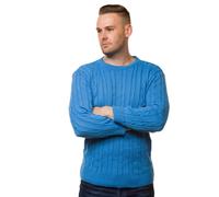 (Blue, 2XL) Malay New Mens Chunky Cable Knit Pullover Jumper Thick Worm Winter Sweater