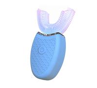 (Blue, 3-7Y) Electric Toothbrush U-Shaped Ultrasonic Silicone 360 Degrees Automatic Blue Light Toothbrush for Home Use