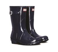 Hunter Original Short Gloss Navy Womens Wellingtons WFS1000RGL in a Plain Man-made in Size 3