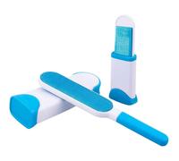 (Blue) 3-piece Set Pet Hair Remover Brush Double-sided Fur Lint Removal Tool With Self-cleaning Base
