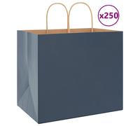 vidaxl - 250 kraft handheld blue paper bags - 32x22x28 cm - durable recyclable gift/shopping/takeaway bags