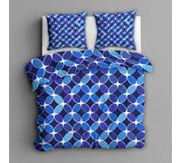 Blue 3D Geometric Single Bedding Sets 2 Piece, Bedroom Decor Duvet Cover and 1 Pillowcase, Modern Abstract Quilt Cover with Zip, Ultra Soft Microfibre YH-B97