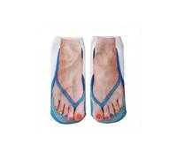 Blue 3D Pattern Flip Flop Funny Novelty Boat Ankle Socks
