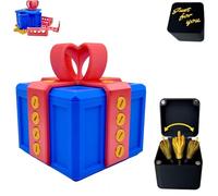 Blue 3D-Printed Prank Gift Box with Pop-Up Finger, Funny Novelty Joke for Adults, Surprise Christmas Gag Gift (blau)