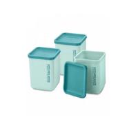 Blue 3Pc Square Plastic Tea Coffee Sugar Kitchen Storage Airtight Canister Jars Pots
