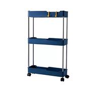 Blue 3Tier Rolling Kitchen Trolley CartSlim Mobile Utility Shelf Versatile Storage Organizer on Wheels Efficient SpaceSaving Solution for Easy Movement