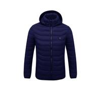 (Blue, 3XL) Electric Winter Thermal Usb Padded Coat Battery Heated Hoodie Jacket Warmer Body
