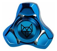 (blue, 4*4*1cm) Metal Fidget Spinner for Adults, Stainless Steel Heavy Spinning Toys, Small Mini Fox Hand Gyro, Bearing Premium Long High Spin Fidget Block, Silver