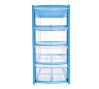 (Blue) 4 Drawer Desktop Storage Tower Unit with Clear Drawers for Home, Office