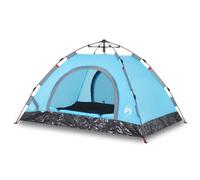 vidaXL Camping Tent 4-Person Blue Quick Release UK
