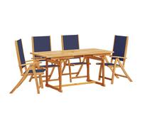 (blue, 4 piece/rectangular) vidaXL Garden Dining Set 5 Piece Table & Chair Solid Wood Acacia and Textilene