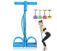 (Blue) 4 Resistance Elastic Pull Ropes Rower Belly Resistance Band Home Gym Sport Training Elastic Bands For Fitness Body Shaping