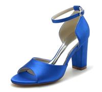 Blue,4 UK,Women Peach Shoes High Heel Pumps Peep Toe Sandals Summer Ankle Strap Elegant Classic Shoes