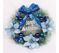 (Blue, 40cm/15.7in) Front Wreath Christmas Door Wall Hanging Decor Xmas Party Window Outdoor Garland