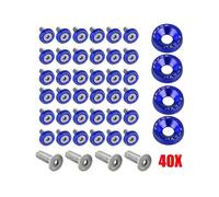 (Blue) 40pcs M6 Universal JDM Billet Aluminum Fender Bumper Washer Bolt Engine Bay Kit