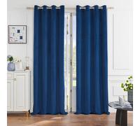 (Blue , 46 x 54 in) High Blackout Luxury Velvet Eyelet Curtains Living Room Thick