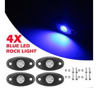 (Blue) 4pcs LED Rock Light Underbody Atmosphere Deck Lamp Wireless Underbody Aluminum Alloy For Offroad Truck UTV Marrine
