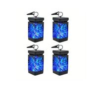(Blue, 4pcs/Pack) Solar Lantern, Waterproof Solar Outdoor Lights With Flickering Flame Outdoor Lighting