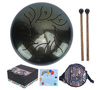 Blue 5.5in Tongue Drum Handpan Percussion Instrument Set with Mallet & Storage Bag - Portable, Resistant Metal Pan for Beginners & Music Lovers (Cielo estrellado verde)
