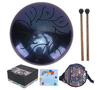 Blue 5.5in Tongue Drum Handpan Percussion Instrument Set with Mallet & Storage Bag - Portable, Resistant Metal Pan for Beginners & Music Lovers (Azul cielo)