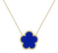 Blue 5 Leaf Clover Flower Necklace for Women 18K Gold Plated Sterling Silver - 16th 18th 21st 30th 40th 50th 60th Birthday Gifts for Girls Her Mum Nan Sister Daughter Wife Girlfriend GF Christmas
