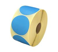 Blue 50mm Diameter Circular Direct Thermal Labels, 2 Rolls / 1,000 per roll, Permanent Adhesive, Compatible with Zebra, Citizen, Munbyn, TSC, etc Label Printers (50mm Diameter, 2, Count)