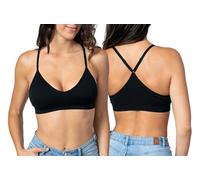 Blue 55 Women's Racerback Bralette Sexy Everyday Basic Deep V-Neck Wireless W/Removable Padding Bra, 1 Pc -Black, L