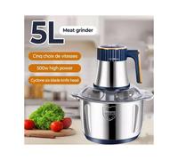 (Blue 5L 500W) 2L-5L Electric Meat Grinder Mincer Mixer Home Blender Mini Food Chopper Processor