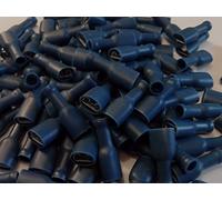 blue 6.3 insulated terminal push on connector female spade crimps 25 50 100 pack (25)