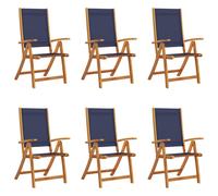 (blue, 6 pcs) vidaXL Folding Garden Chairs Dining Chair Solid Wood Acacia and Textilene