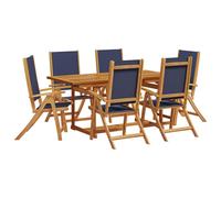 (blue, 6 piece/rectangular) vidaXL Garden Dining Set 5 Piece Table & Chair Solid Wood Acacia and Textilene