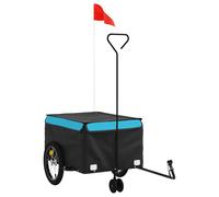 (blue, 62.5 x 124 x 52 cm) vidaXL Bike Cargo Trailer Bike Carriage Bicycle Wagon Trailer with Flag Iron