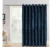 (Blue, 66" x 84" (167cm x 210cm)- 1 Panel Curtain) Luxury Velvet Curtains Eyelet Ring Top Ready Made Blackout Curtains Living Room Bedroom