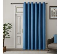 (Blue, 66" x 84" (168cm x 213cm)) 100% Blackout Curtains Thermal Insulated Ring-Top Eyelet Curtain Pair with Tiebacks