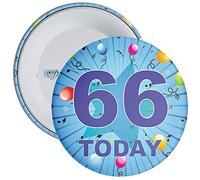 Blue 66th Birthday Badge in a choice of sizes (75mm)