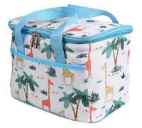 Blue 6L insulated bag with two ice packs, insulated lunch box (Blue - palm trees)