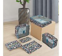 Blue 6Pcs Packing Cubes Luggage Organiser Travel Compression Suitcase Storage Bags Uk
